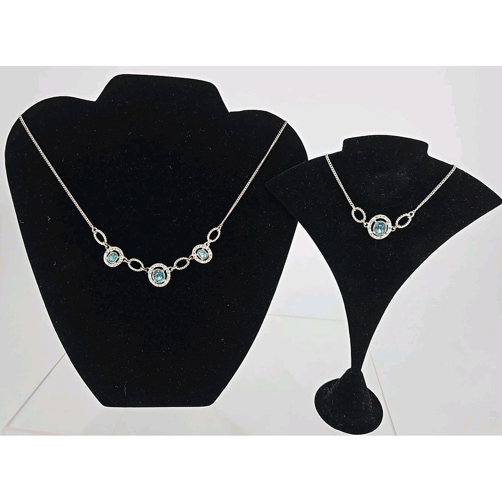 Avon Shimmering Blue/Topaz Jewelry Set Necklace‎ & Bracelet Only, Good